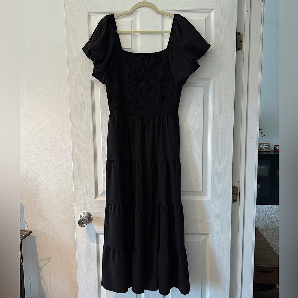 Black Smocked Maxi Dress XL